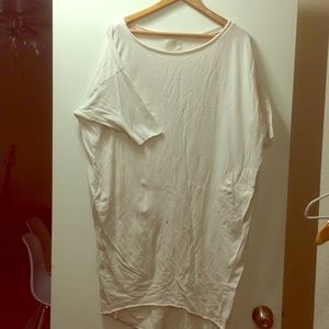 Cream cotton oversized dress with pockets